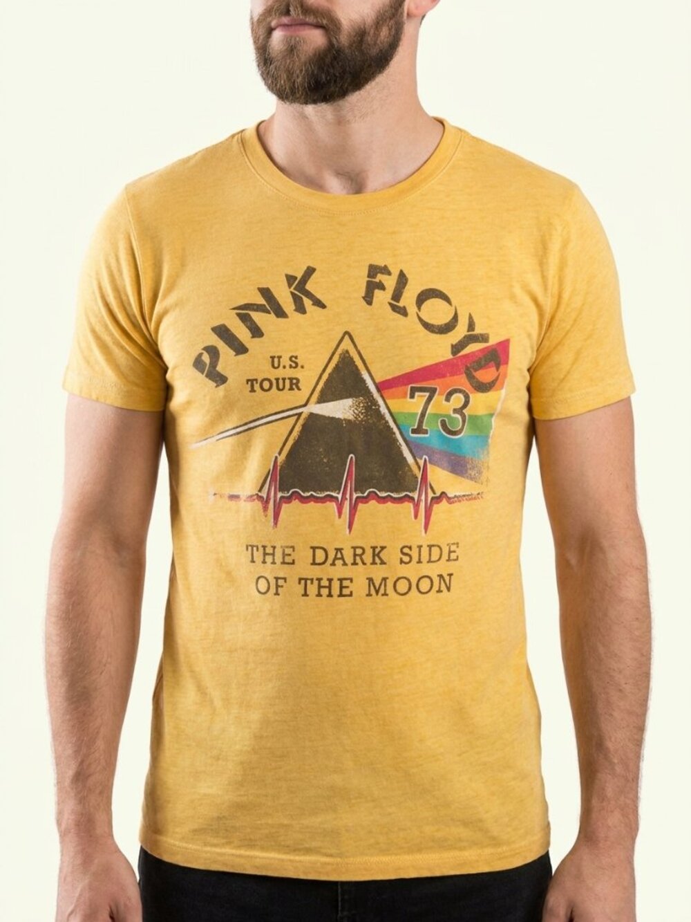 Pink Floyd "Dark Side of the Moon" US Tour '73 Tee — Yellow, Size M